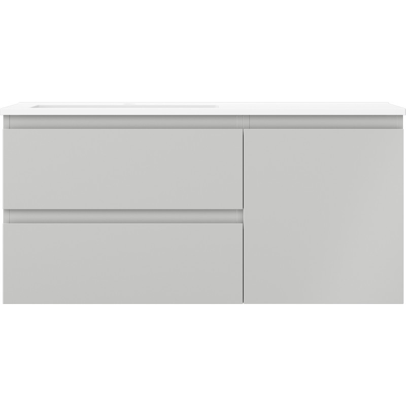 Mexen Orio 100 cm Bathroom Cabinet with Left Otis Sink, 2S, 1D, Gray Matte/White Matte - 91A13-10047-3-BBFFF62-W18L01