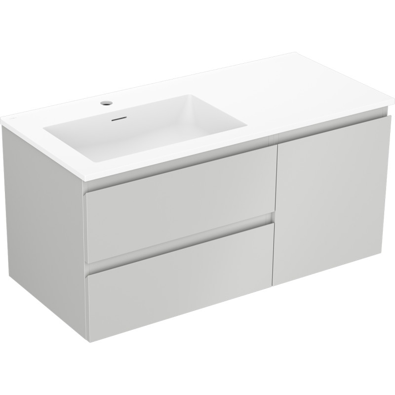 Mexen Orio 100 cm Bathroom Cabinet with Left Otis Sink, 2S, 1D, Gray Matte/White Matte - 91A13-10047-3-BBFFF62-W18L01