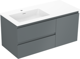 Mexen Orio 100 cm bathroom cabinet with left Otis sink, 2S, 1D, matte graphite/white matte - 91A13-10047-3-BBFFF66-W18L01