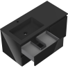 Mexen Orio bathroom cabinet 100 cm with Otis left sink, 2S, 1D, black gloss/black matte - 91A13-10047-3-BBFFF70-W18L71