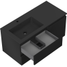 Mexen Orio 100 cm bathroom cabinet with left Otis sink, 2S, 1D, matte black - 91A13-10047-3-BBFFF71-W18L71