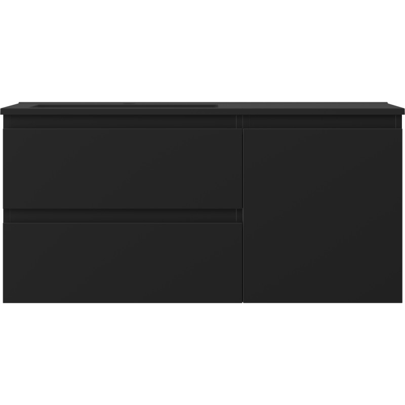 Mexen Orio 100 cm bathroom cabinet with left Otis sink, 2S, 1D, matte black - 91A13-10047-3-BBFFF71-W18L71