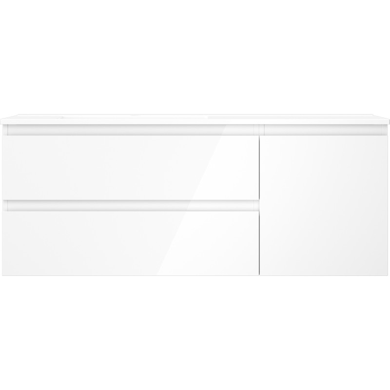 Mexen Orio 120 cm bathroom cabinet with Otis left sink, 2S, 1D, white gloss - 91A13-12047-3-BBFFF00-W18L00