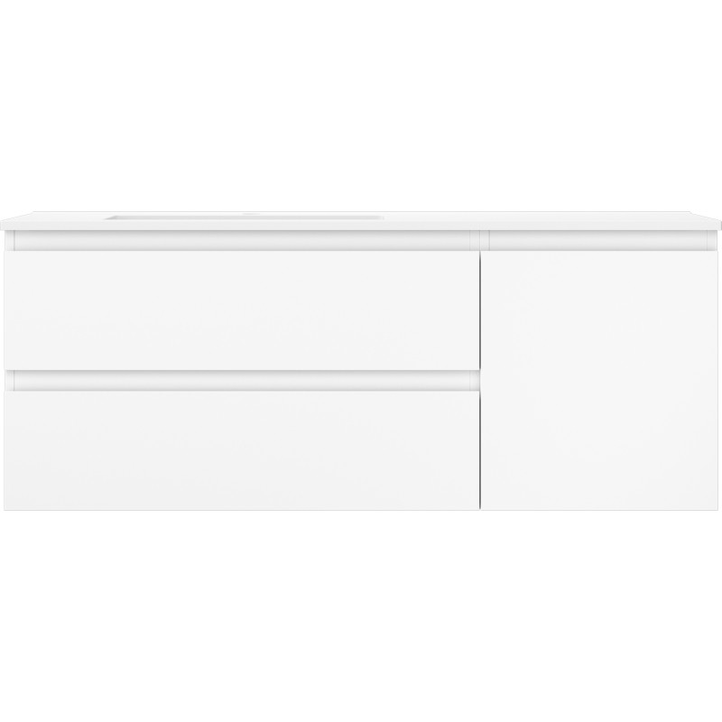 Mexen Orio 120 cm bathroom cabinet with left Otis sink, 2S, 1D, matte white - 91A13-12047-3-BBFFF01-W18L01