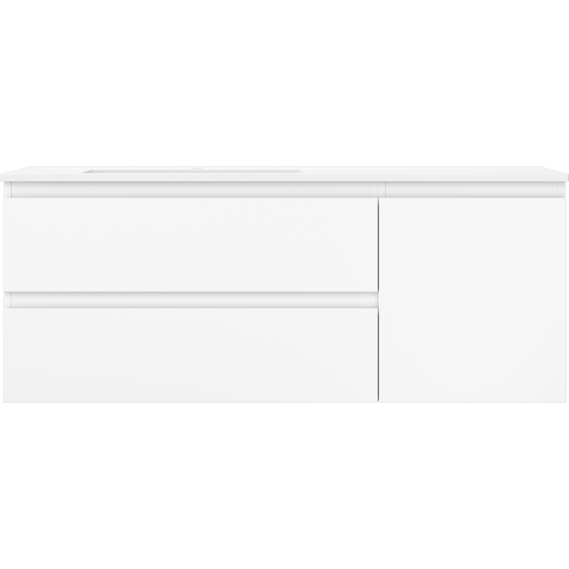 Mexen Orio bathroom cabinet 120 cm with Otis left sink, 2S, 1D, white matte - 91A13-12047-3-BBFFF01-W18L01