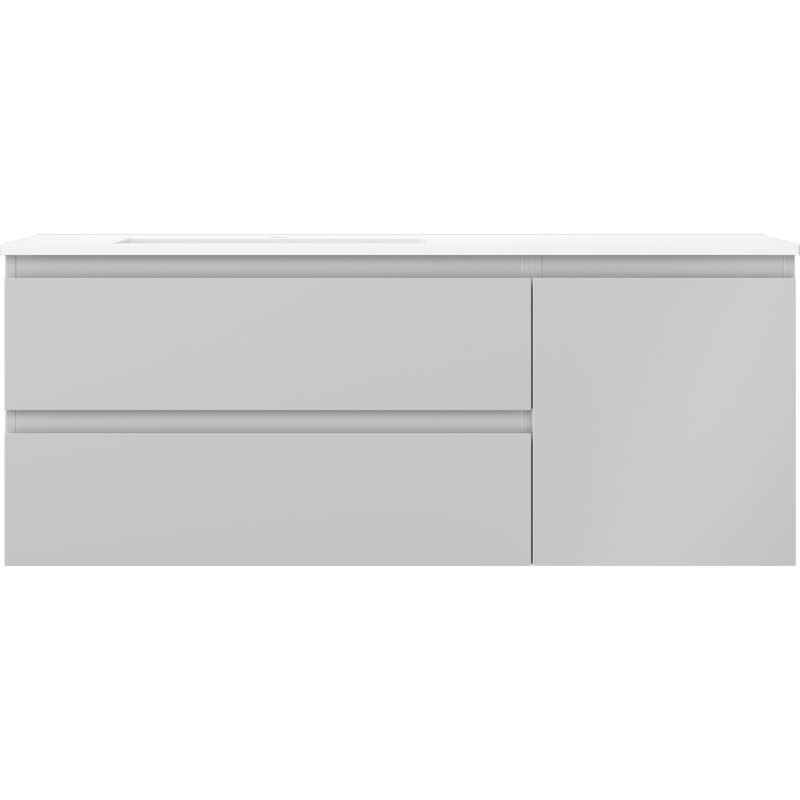 Mexen Orio bathroom cabinet 120 cm with Otis left sink, 2S, 1D, gray matte/white matte - 91A13-12047-3-BBFFF62-W18L01