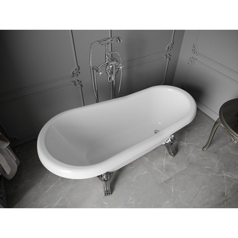 Mexen Retro freestanding bathtub 150 x 73 cm, white, chrome legs - 53251507300-00