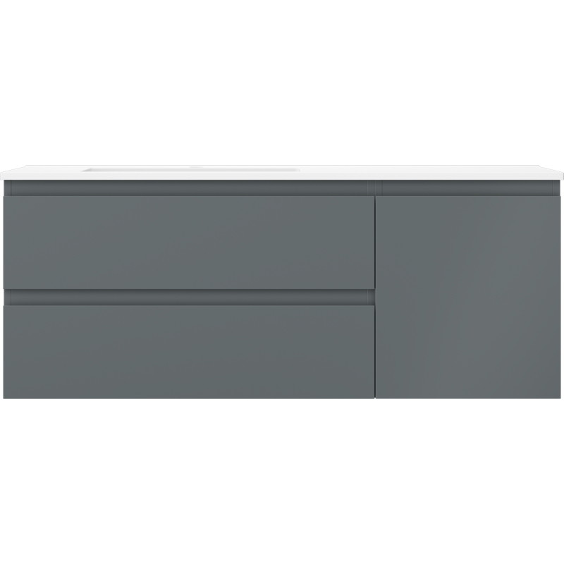Mexen Orio 120 cm bathroom cabinet with Otis left sink, 2S, 1D, matte graphite/white matte - 91A13-12047-3-BBFFF66-W18L01