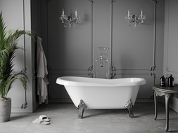 Mexen Retro freestanding bathtub 150 x 73 cm, White, chrome legs - 53251507300-00