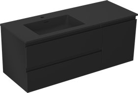 Mexen Orio 120 cm bathroom cabinet with left Otis sink, 2S, 1D, black matte - 91A13-12047-3-BBFFF71-W18L71