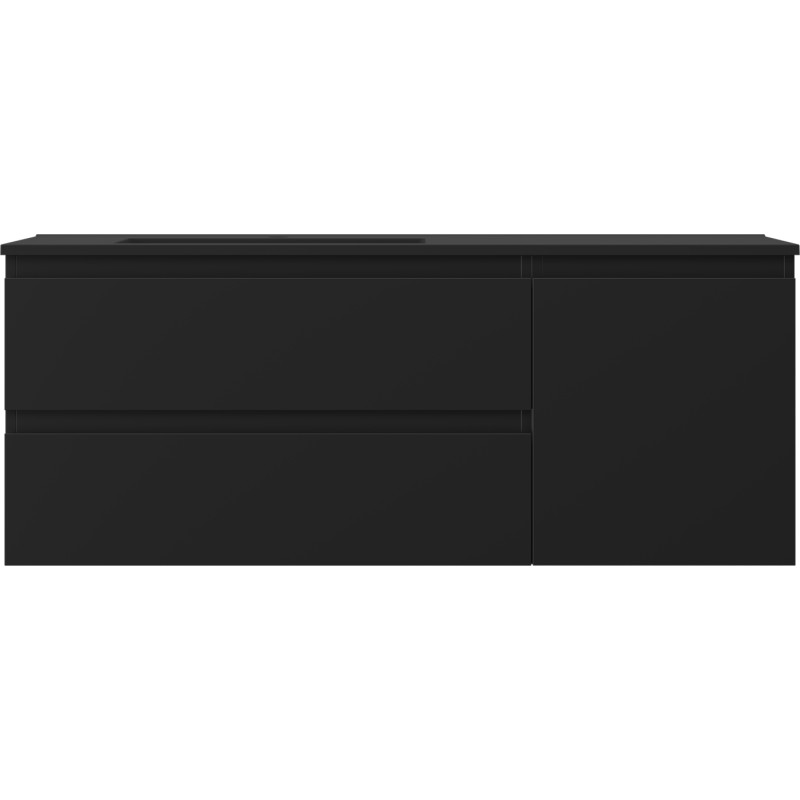 Mexen Orio 120 cm bathroom cabinet with left Otis sink, 2S, 1D, black matte - 91A13-12047-3-BBFFF71-W18L71
