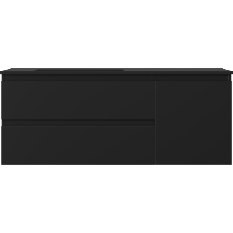 Mexen Orio bathroom cabinet 120 cm with left Otis sink, 2S, 1D, black matte - 91A13-12047-3-BBFFF71-W18L71