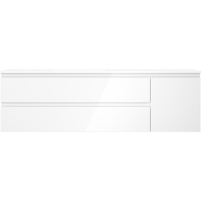 Mexen Orio bathroom cabinet 160 cm with left Otis sink, 2S, 1D, high-gloss white - 91A13-16047-3-BBFFF00-W18L00