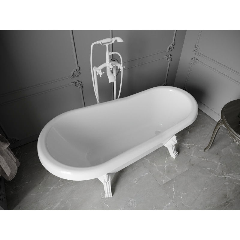Mexen Retro freestanding bathtub 150 x 73 cm, white, white legs - 53251507300-20