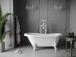 Mexen Retro freestanding bathtub 150 x 73 cm, White, white legs - 53251507300-20