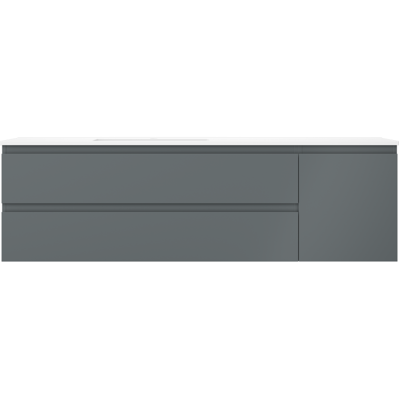 Mexen Orio bathroom cabinet 160 cm with left Otis basin, 2S, 1D, graphite matte/white matte - 91A13-16047-3-BBFFF66-W18L01