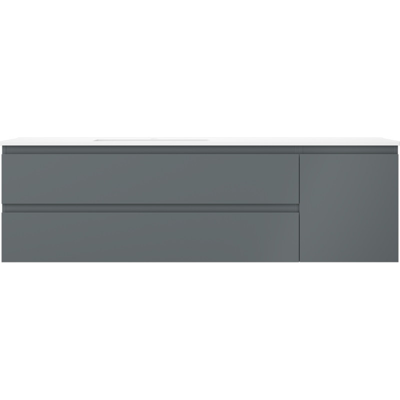 Mexen Orio bathroom cabinet 160 cm with left Otis sink, 2S, 1D, matte graphite/white matte - 91A13-16047-3-BBFFF66-W18L01