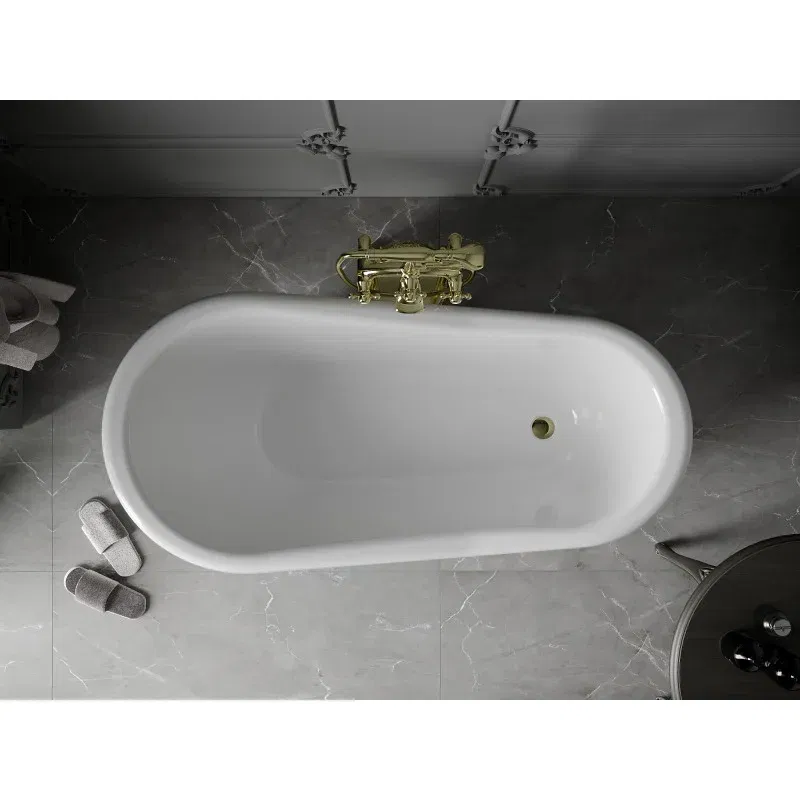 Mexen Retro free-standing bath 150 x 73 cm, white, gold legs - 53251507300-50