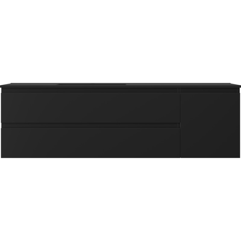 Mexen Orio 160 cm bathroom cabinet with Otis left sink, 2S, 1D, black matte - 91A13-16047-3-BBFFF71-W18L71