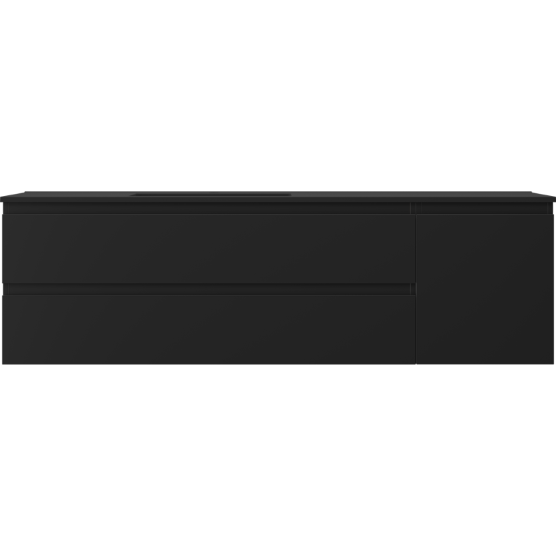 Mexen Orio bathroom cabinet 160 cm with Otis left sink, 2S, 1D, black matte - 91A13-16047-3-BBFFF71-W18L71