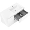 Mexen Orio bathroom cabinet 90 cm with Otis right sink, 2S, 1D, white gloss - 91A13-09047-3-BBFFF00-W18P00