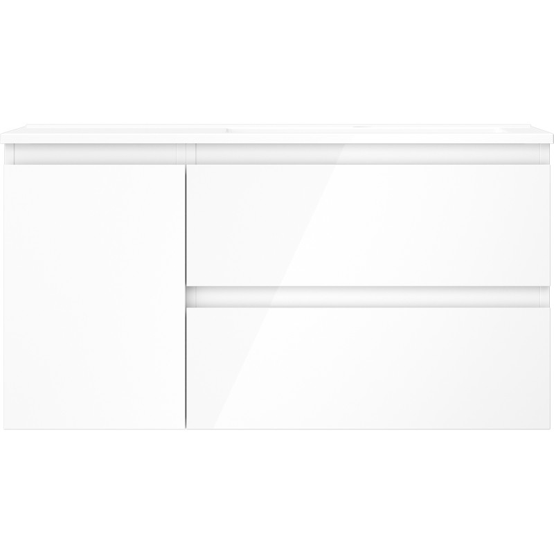 Mexen Orio 90 cm bathroom cabinet with Otis sink right, 2S, 1D, high gloss white - 91A13-09047-3-BBFFF00-W18P00