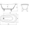 Mexen Retro freestanding bathtub 150 x 73 cm, White, gold legs - 53251507300-50