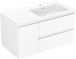 Mexen Orio 90 cm bathroom cabinet with Otis right sink, 2S, 1D, white matte - 91A13-09047-3-BBFFF01-W18P01