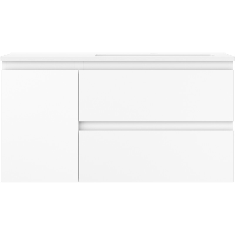 Mexen Orio 90 cm bathroom cabinet with Otis right sink, 2S, 1D, white matte - 91A13-09047-3-BBFFF01-W18P01