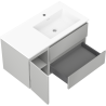 Mexen Orio 90 cm Bathroom Cabinet with Right Otis Sink, 2 Drawers, 1 Door, Gray Matte/White Matte - 91A13-09047-3-BBFFF62-W18P01