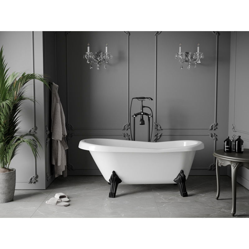 Mexen Retro freestanding bathtub 150 x 73 cm, white, black legs - 53251507300-70