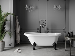 Mexen Retro freestanding bathtub 150 x 73 cm, White, black legs - 53251507300-70