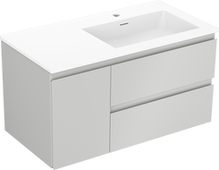 Mexen Orio 90 cm Bathroom Cabinet with Right Otis Sink, 2 Drawers, 1 Door, Gray Matte/White Matte - 91A13-09047-3-BBFFF62-W18P01