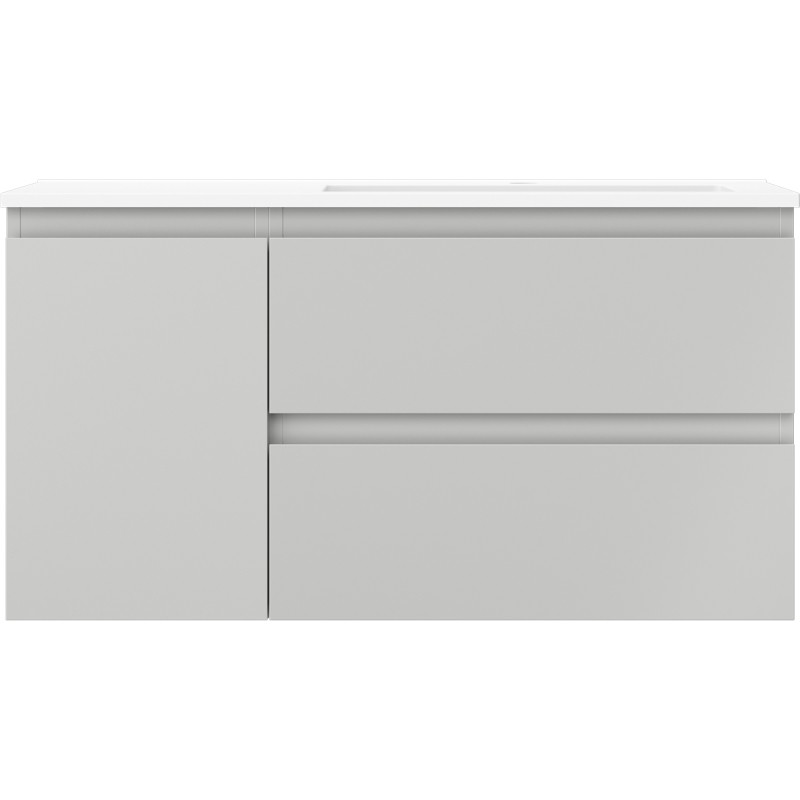 Mexen Orio 90 cm Bathroom Cabinet with Right Otis Sink, 2 Drawers, 1 Door, Gray Matte/White Matte - 91A13-09047-3-BBFFF62-W18P01