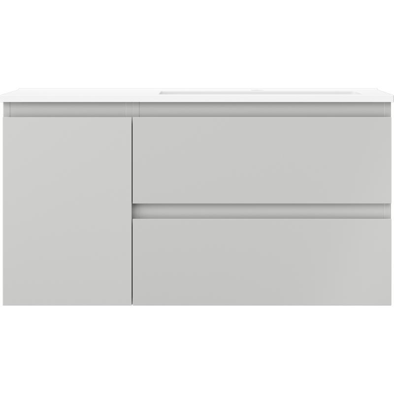Mexen Orio bathroom cabinet 90 cm with Otis right sink, 2S, 1D, gray matte/white matte - 91A13-09047-3-BBFFF62-W18P01