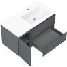 Mexen Orio bathroom cabinet 90 cm with Otis right sink, 2S, 1D, matte graphite/white matte - 91A13-09047-3-BBFFF66-W18P01