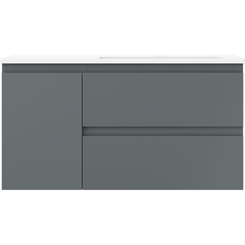 Mexen Orio bathroom cabinet 90 cm with Otis right washbasin, 2S, 1D, graphite matte/white matte - 91A13-09047-3-BBFFF66-W18P01