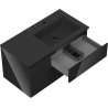 Mexen Orio bathroom cabinet 90 cm with Otis right sink, 2S, 1D, black gloss/black matte - 91A13-09047-3-BBFFF70-W18P71