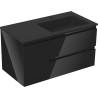 Mexen Orio 90 cm bathroom cabinet with Otis right sink, 2 drawers, 1 door, black gloss/matte black