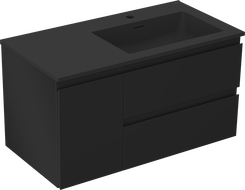 Mexen Orio bathroom cabinet 90 cm with right-side Otis sink, 2S, 1D, black matte - 91A13-09047-3-BBFFF71-W18P71