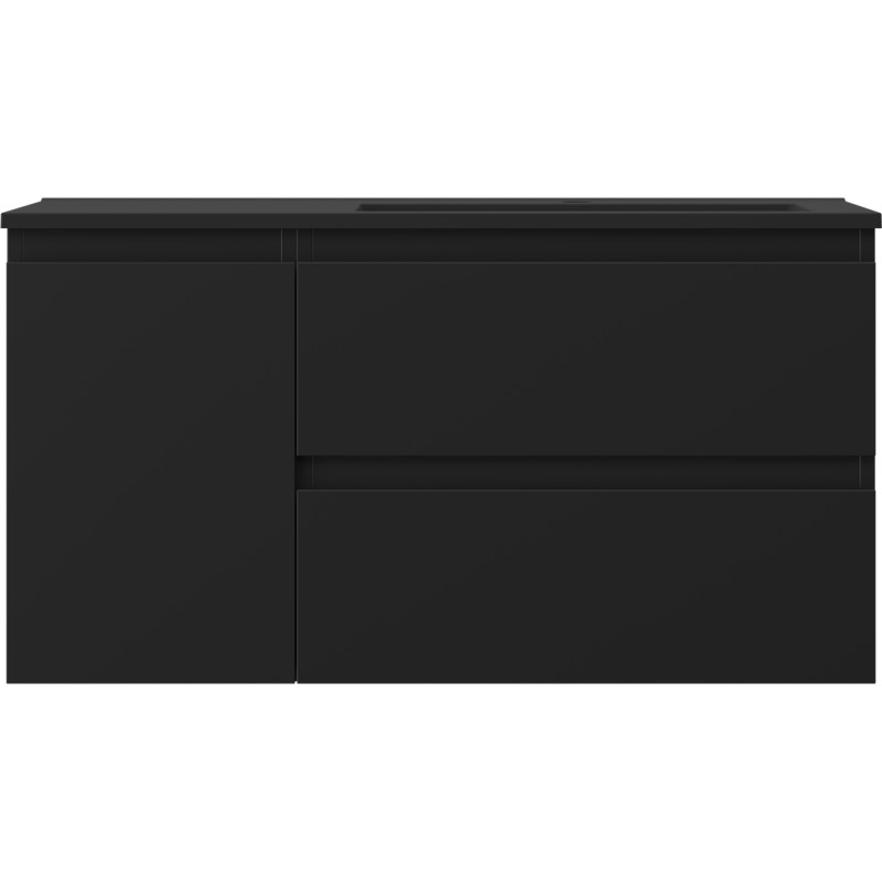 Mexen Orio bathroom cabinet 90 cm with right sink Otis, 2S, 1D, black matte - 91A13-09047-3-BBFFF71-W18P71
