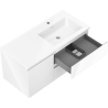 Mexen Orio bathroom cabinet 100 cm with Otis right sink, 2S, 1D, white gloss - 91A13-10047-3-BBFFF00-W18P00