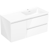 Mexen Orio Bathroom cabinet 100 cm with Otis sink on the right, 2S, 1D, white gloss - 91A13-10047-3-BBFFF00-W18P00