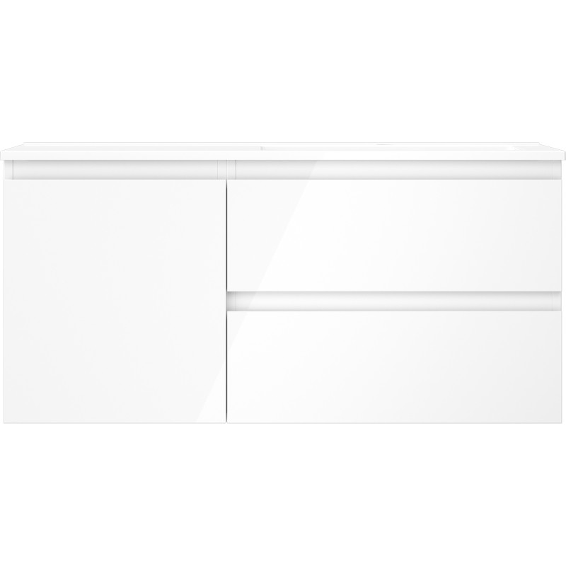 Mexen Orio Bathroom cabinet 100 cm with Otis sink on the right, 2S, 1D, white gloss - 91A13-10047-3-BBFFF00-W18P00