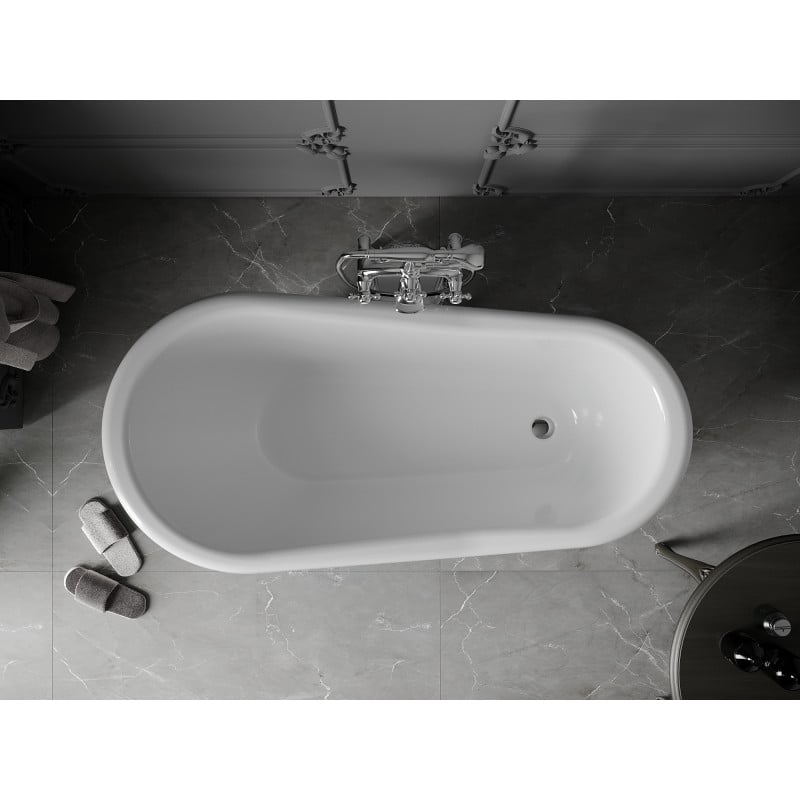 Mexen Retro freestanding bathtub 150 x 73 cm, white/black, chrome legs - 53251507375-00