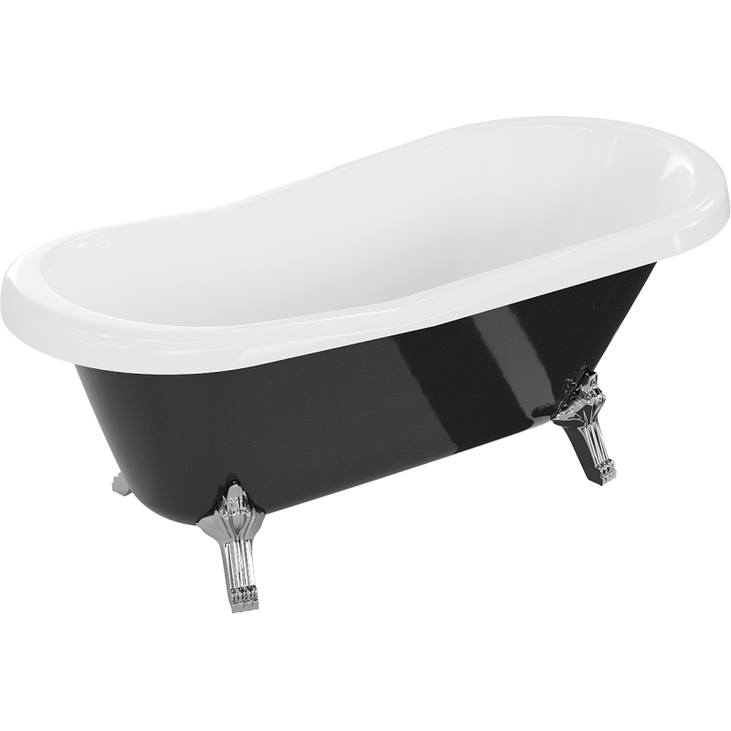 Mexen Retro freestanding bathtub 150 x 73 cm, White/Black, chrome legs - 53251507375-00
