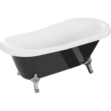 Mexen Retro freestanding bath 150 x 73 cm, white/black, chrome legs - 53251507375-00