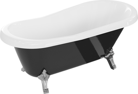 Mexen Retro freestanding bathtub 150 x 73 cm, White/Black, chrome legs - 53251507375-00