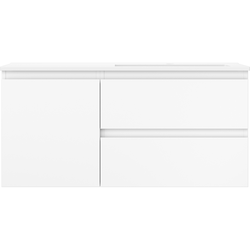 Mexen Orio 100 cm bathroom cabinet with Otis right sink, 2S, 1D, white matte - 91A13-10047-3-BBFFF01-W18P01