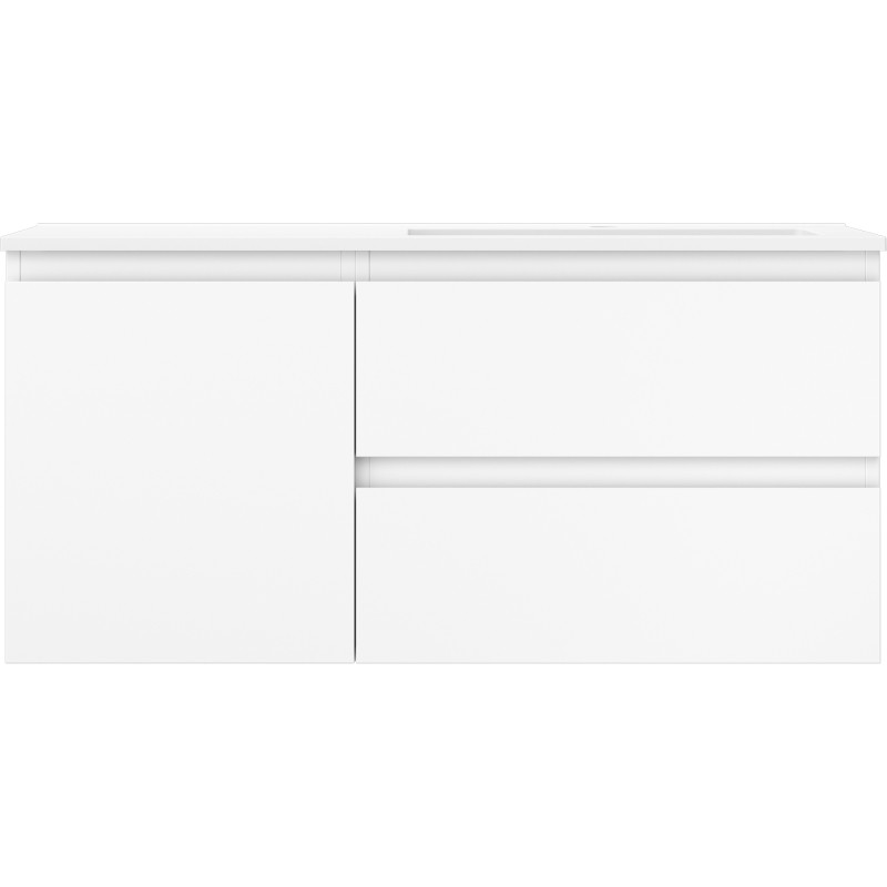Mexen Orio 100 cm bathroom cabinet with Otis sink on the right, 2S, 1D, matte white - 91A13-10047-3-BBFFF01-W18P01
